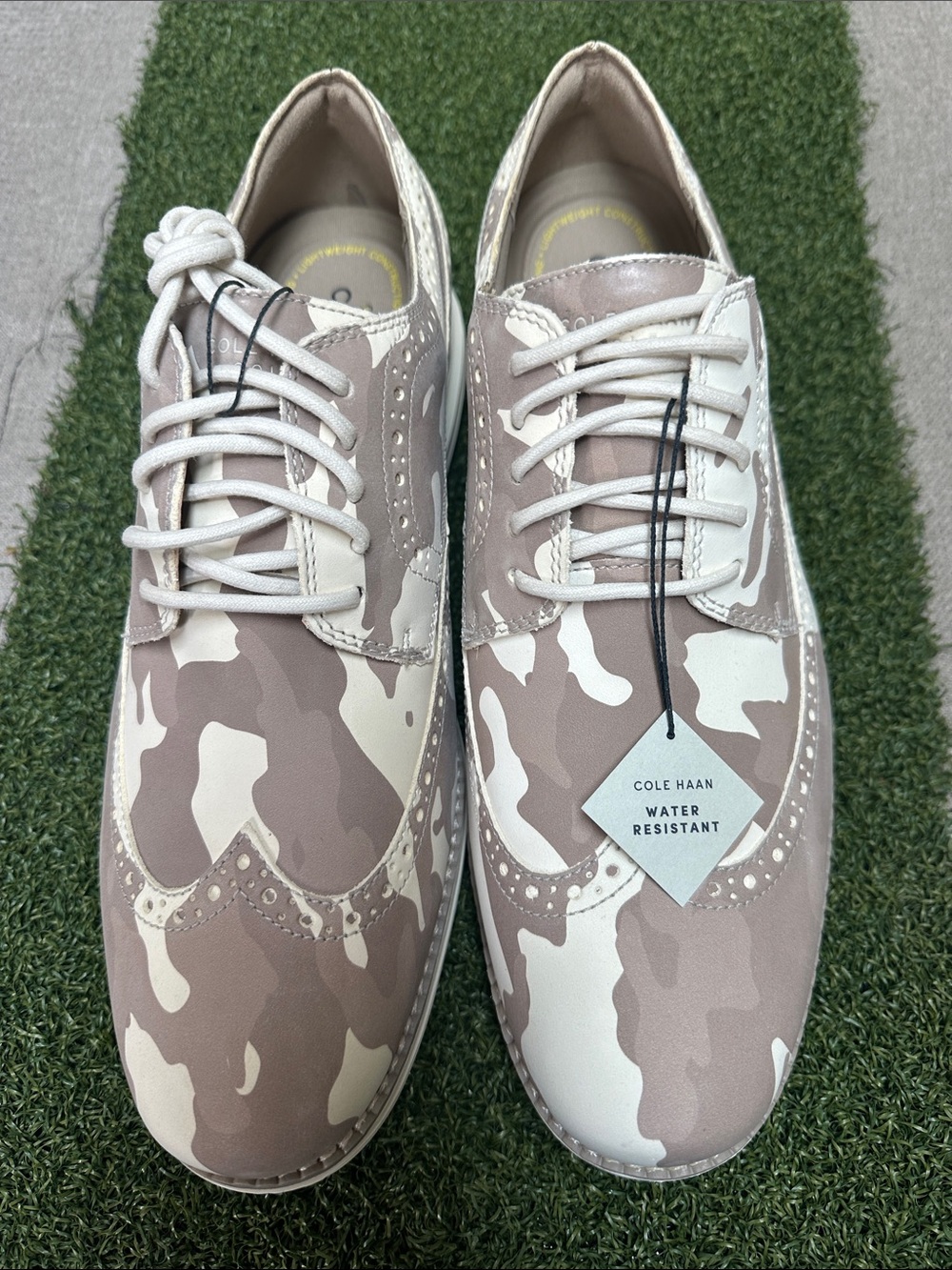 Cole Haan Men's Camouflage Wingtip Oxfords in Beige and Cream
